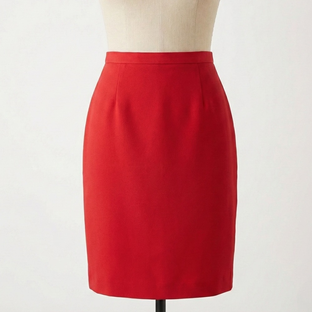 Armani Le Collezioni Red Silk Pencil Skirt Made in Italy Vintage Size 12